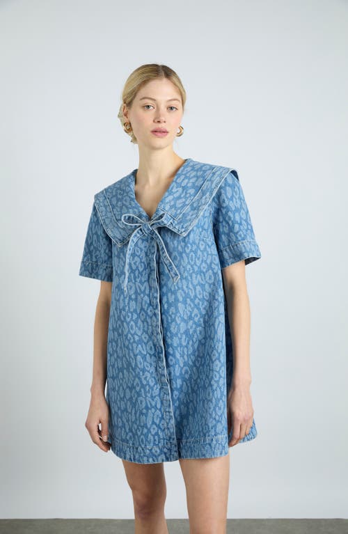 DAMSON MADDER DAMSON MADDER GOLDIE LEOPARD LASTER DENIM A-LINE DRESS