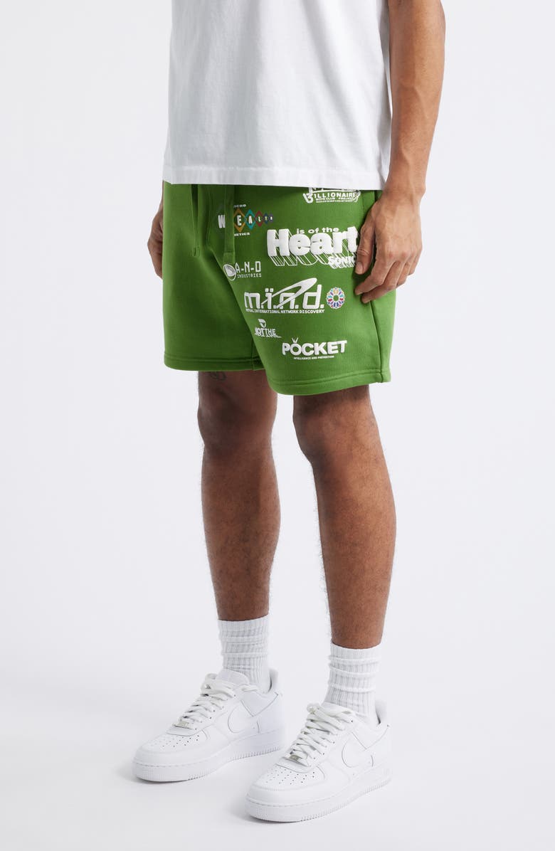 Billionaire Boys Club WHM Cotton Graphic Shorts, Alternate, color, Cactus