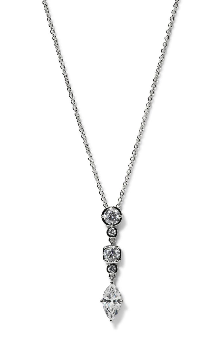 Nadri Delancey Short Cubic Zirconia Y-Necklace, Main, color, Rhodium