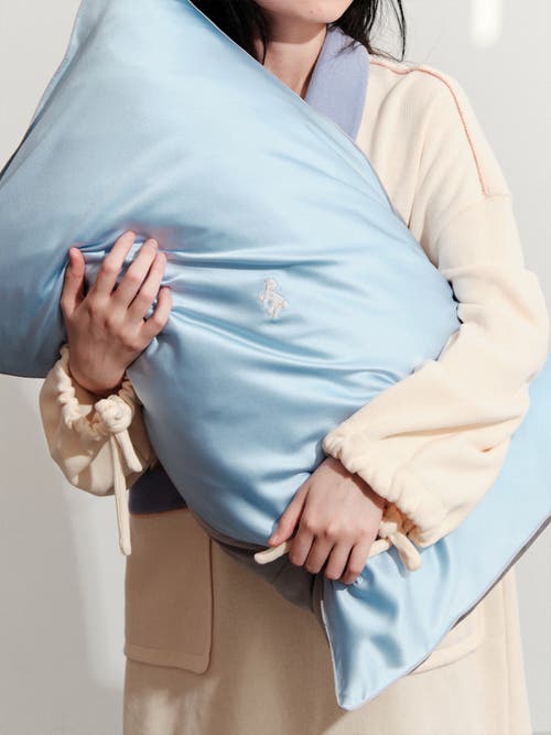 Lost Pattern Nyc Silk Pillowcase In Blue