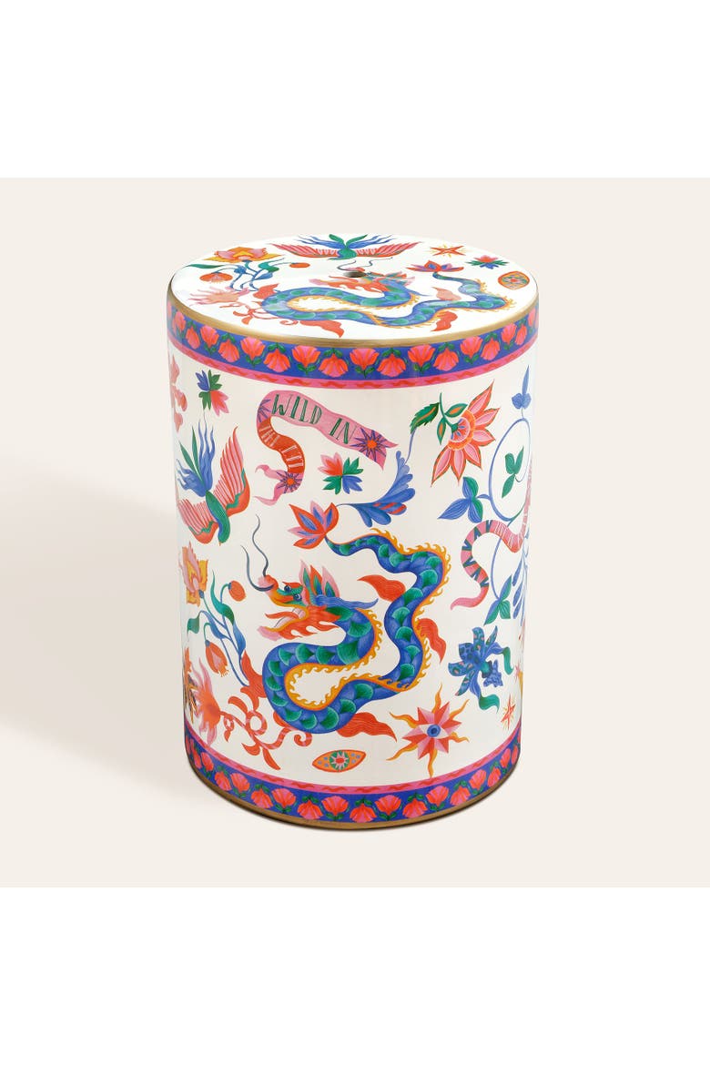 Tanbu Porcelain Stool 12" x 12" Artisan Furniture, Alternate, color, White