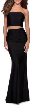 La Femme Tube Top Two Piece Long Jersey Dress