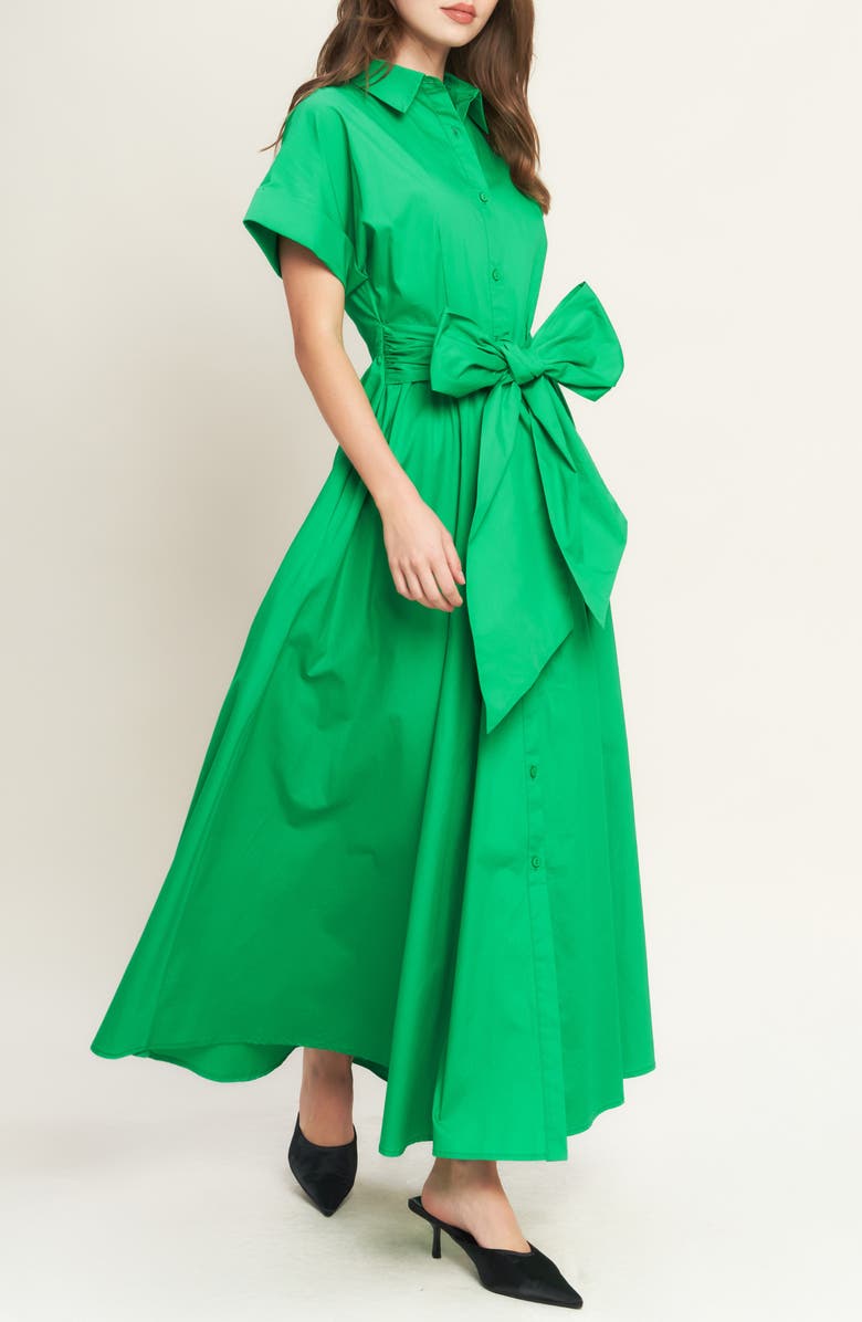FLYING TOMATO Short Sleeve Maxi Shirtdress, Alternate, color, Green