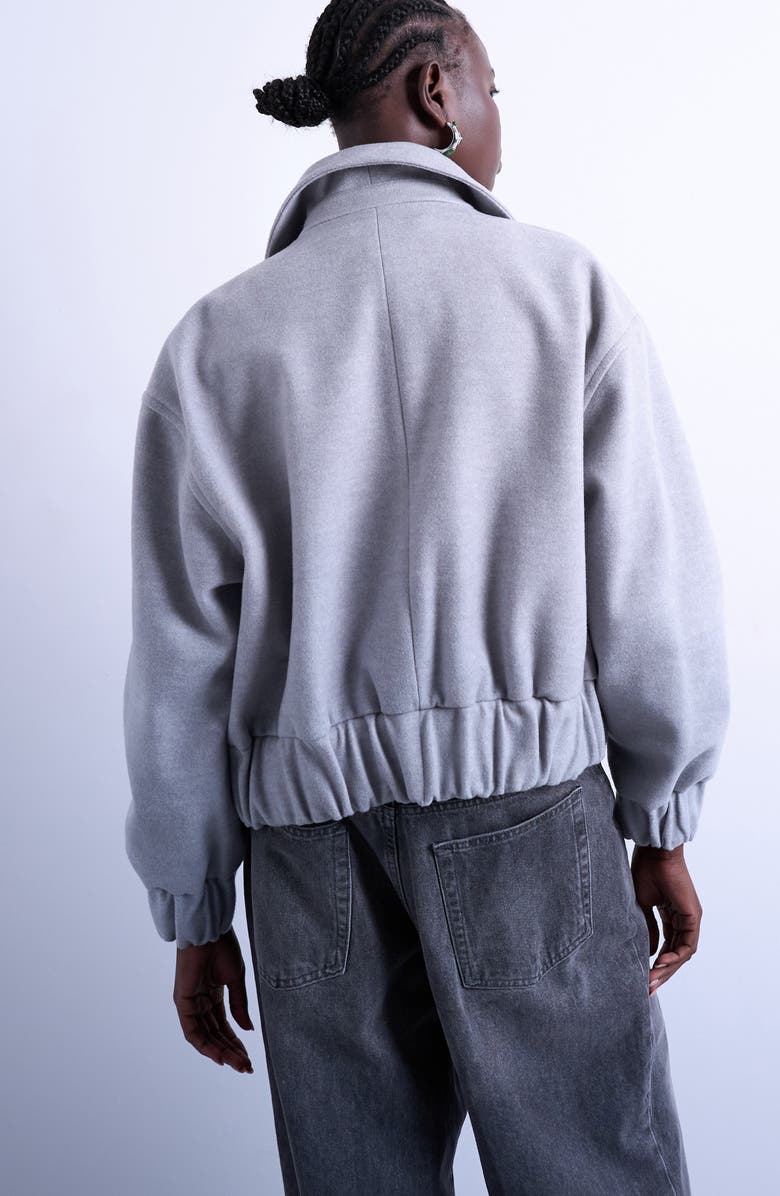 Topshop Crop Bomber Jacket, Alternate, color, Light Grey