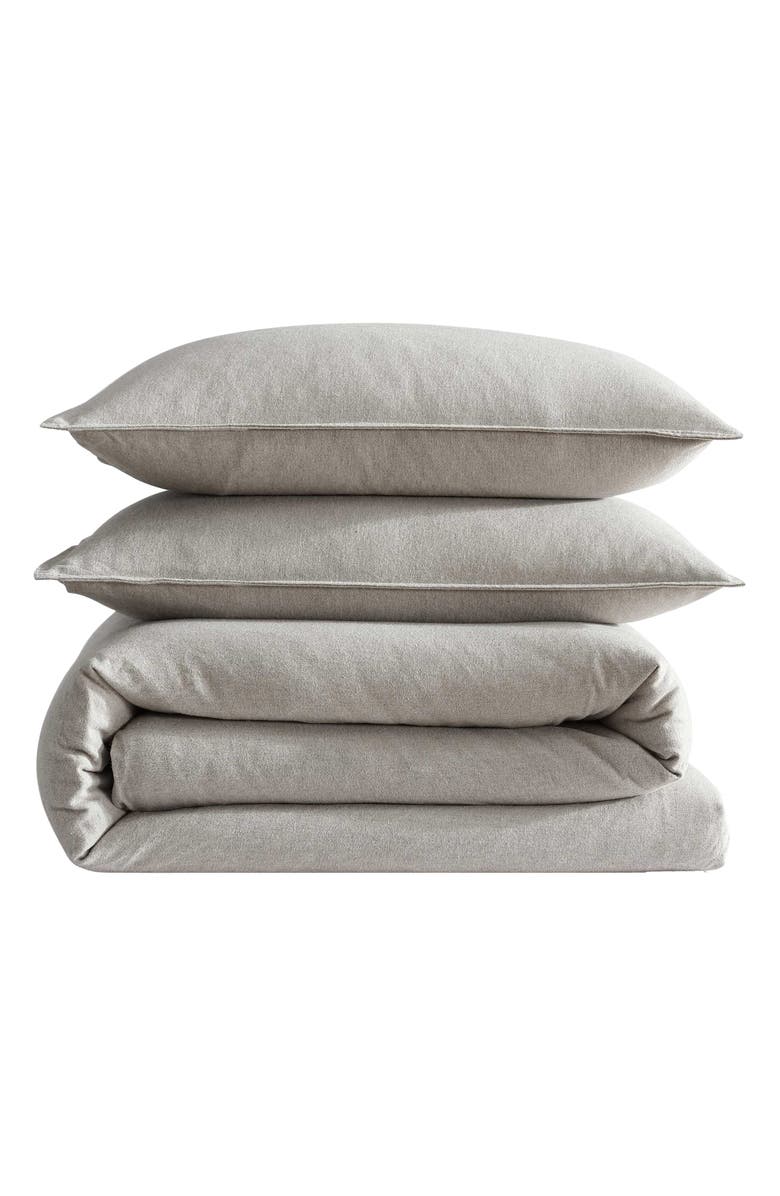 Calvin Klein Mélange Flannel Duvet Cover & Sham Set, Main, color, Natural