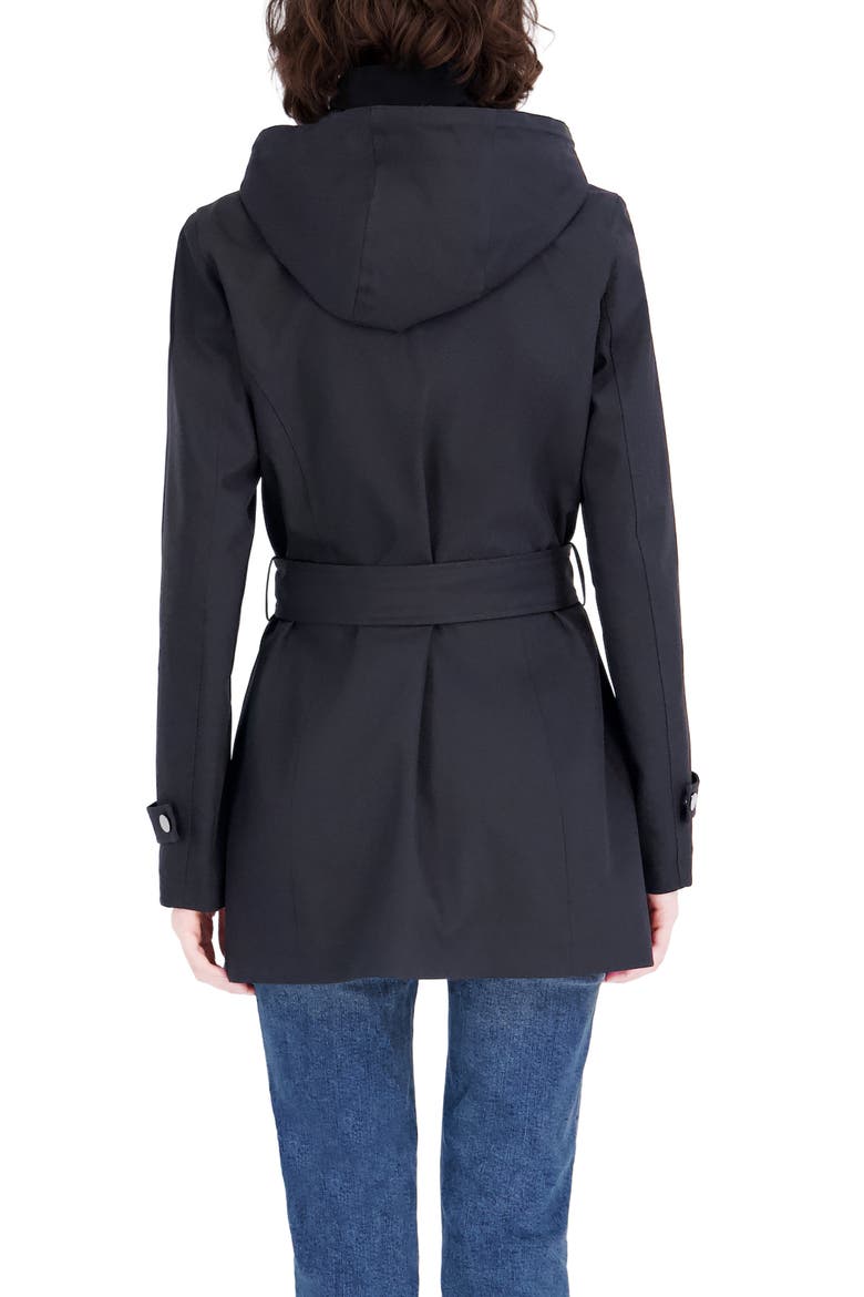 Water Resistant Hooded Raincoat, Alternate, color, BLACK