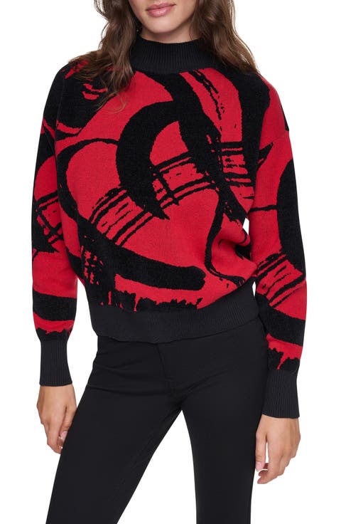 Brushstroke Mock Neck Sweater