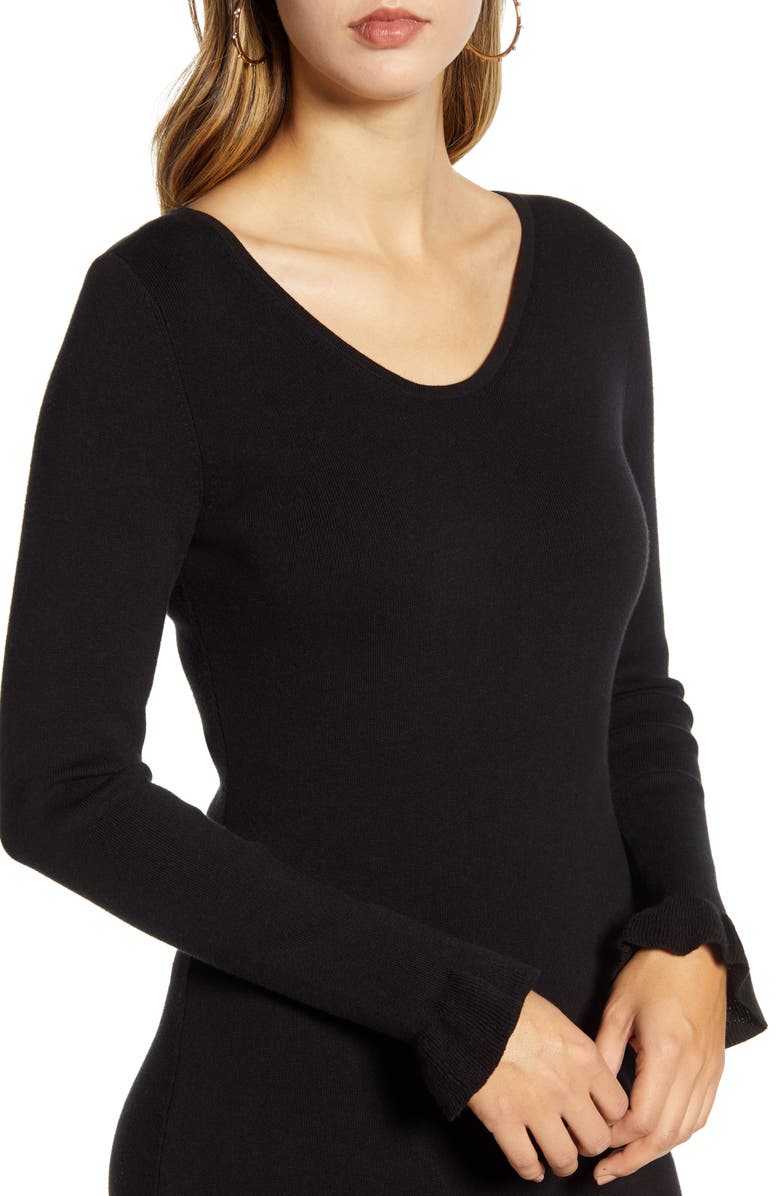 Rachel Parcell Ruffle Trim Sweater Dress, Alternate, color, 