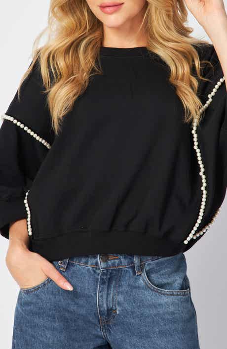 BLUEGREY Pearly Beaded Crop Sweatshirt