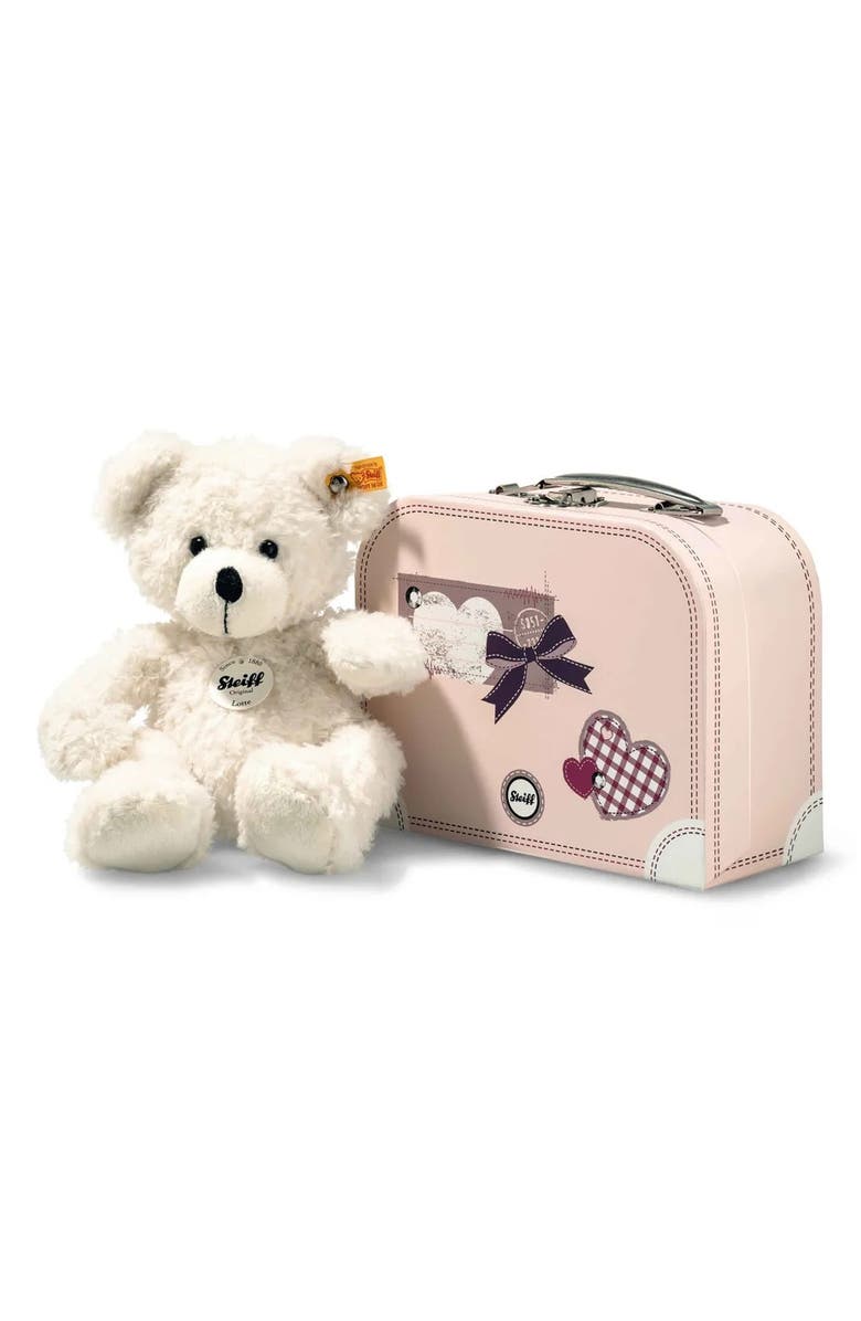 Steiff Lotte Teddy Bear Stuffed Animal & Suitcase, Main, color, White