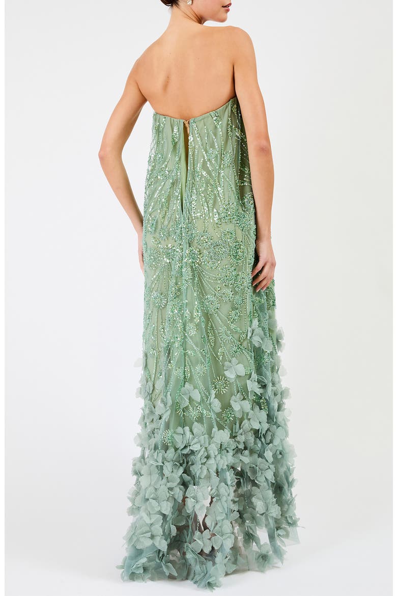 Alice Strapless 3D Floral Sequin High Low Gown, Alternate, color, SAGE