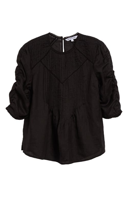 Veronica Beard Bryce Crocheted Lace-trimmed Ramie Top In Black