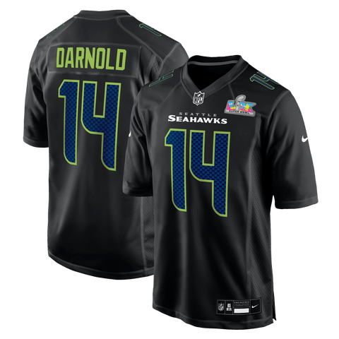 Men's Nike Sam Darnold Black Seattle Seahawks Super Bowl LX Patch Carbon Fashion Game Jersey