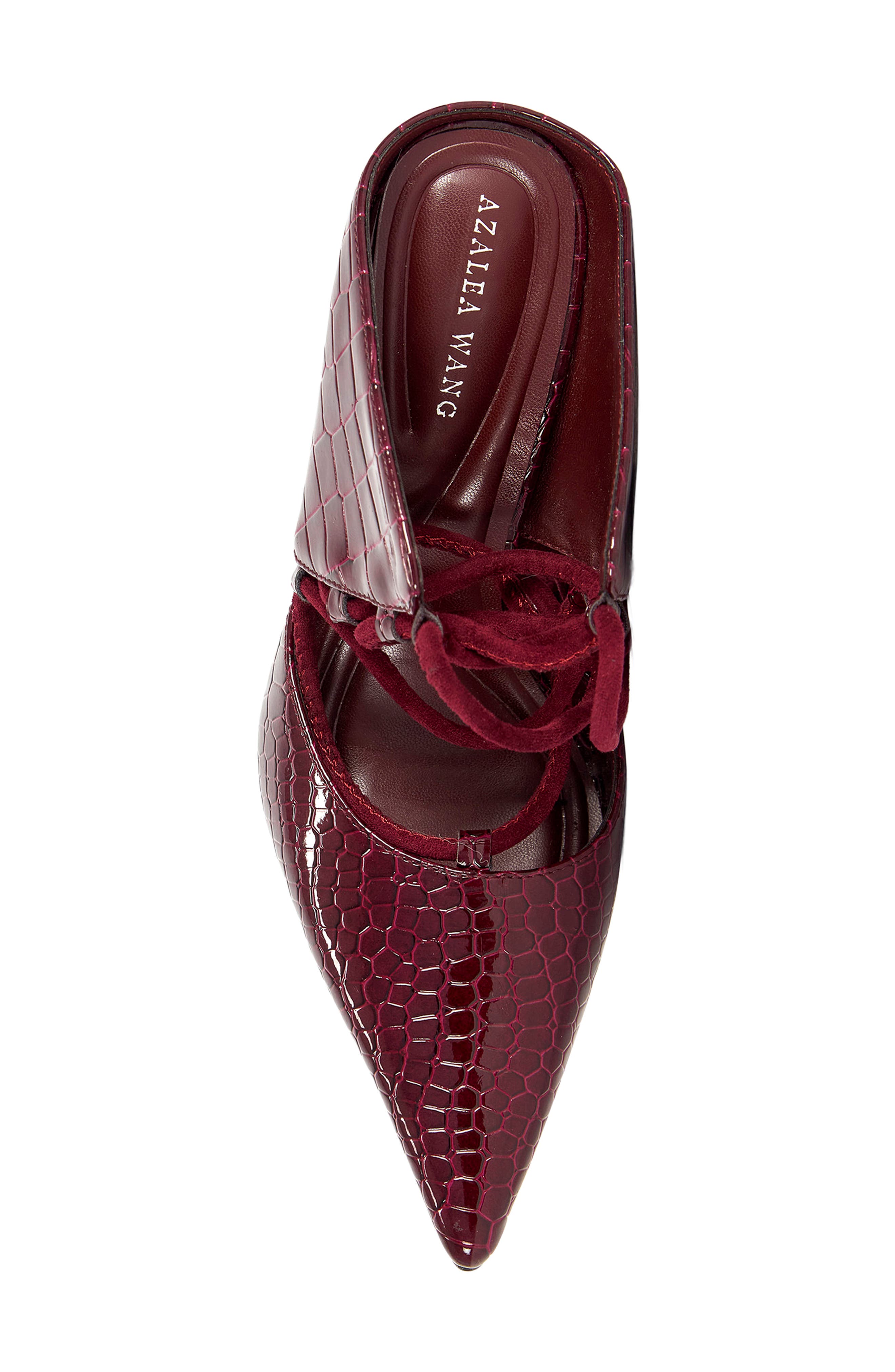 Ramona Croc Embossed Lace-Up Pump, Alternate, color, BURGUNDY