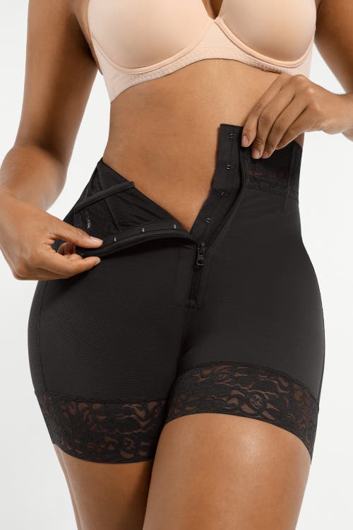 Shapellx Mid-rise Steel Boned Butt-lifting Shorts In Onyx Black