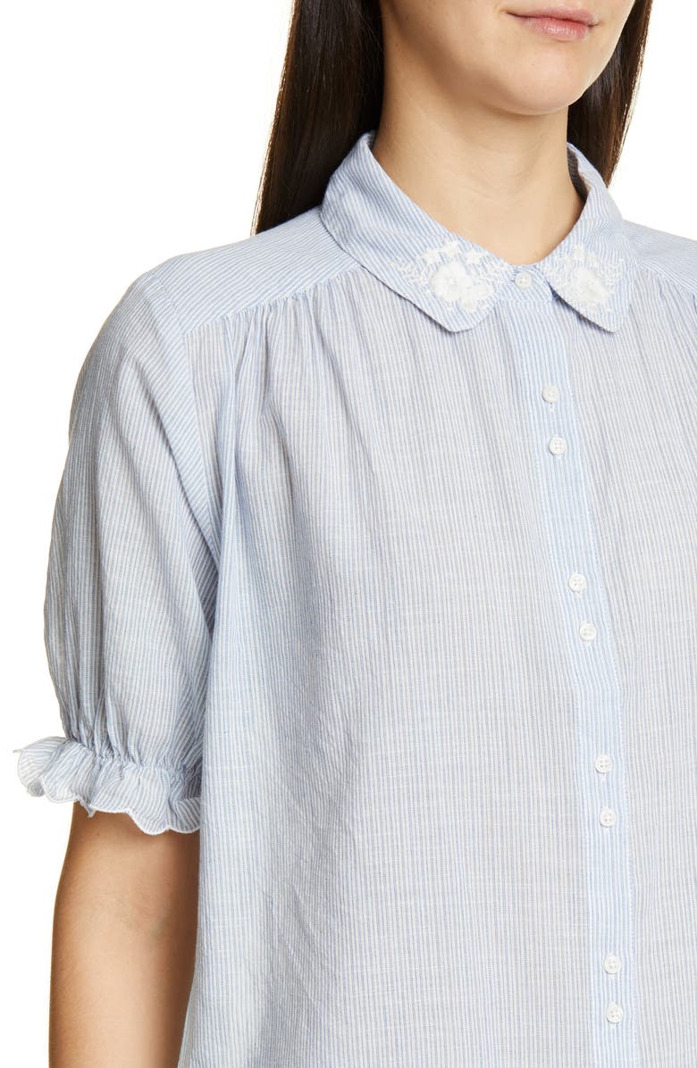 THE GREAT. The Kerchief Embroidered Cotton Top, Alternate, color, 