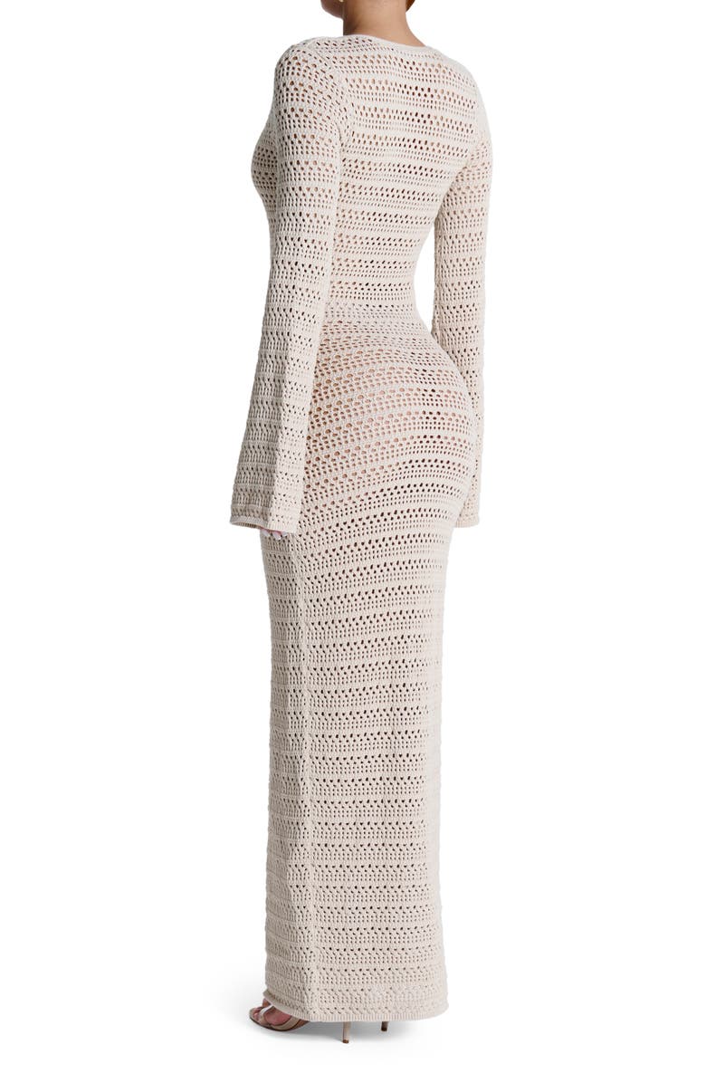 Naked Wardrobe Open Stitch Long Sleeve Maxi Dress, Alternate, color, Dark Beige