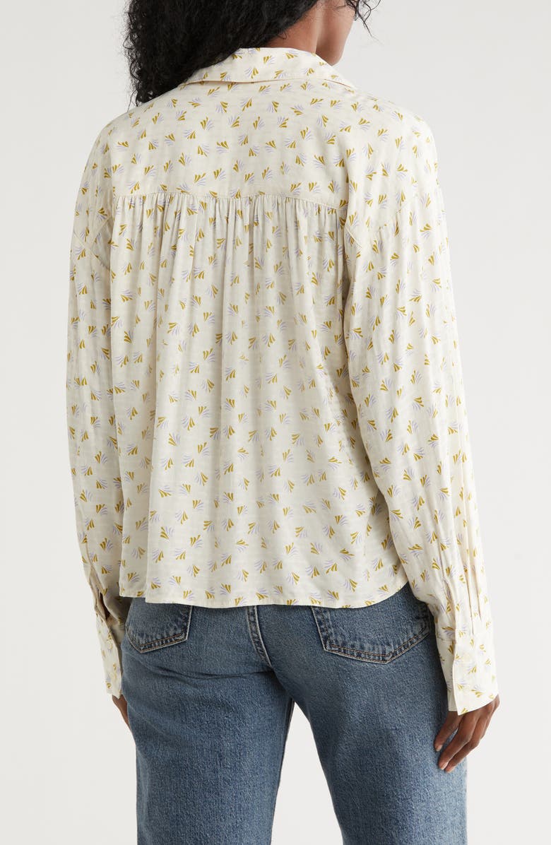 Melrose and Market Flowy Long Sleeve Button-Up Shirt, Alternate, color, Ivory Dove Bloom Geometric