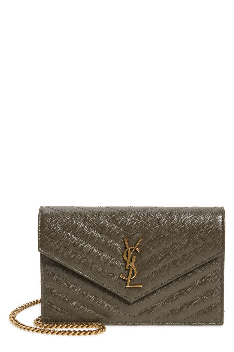 Monogram Quilted Leather Wallet on a Chain, Main, color, PEBBLE