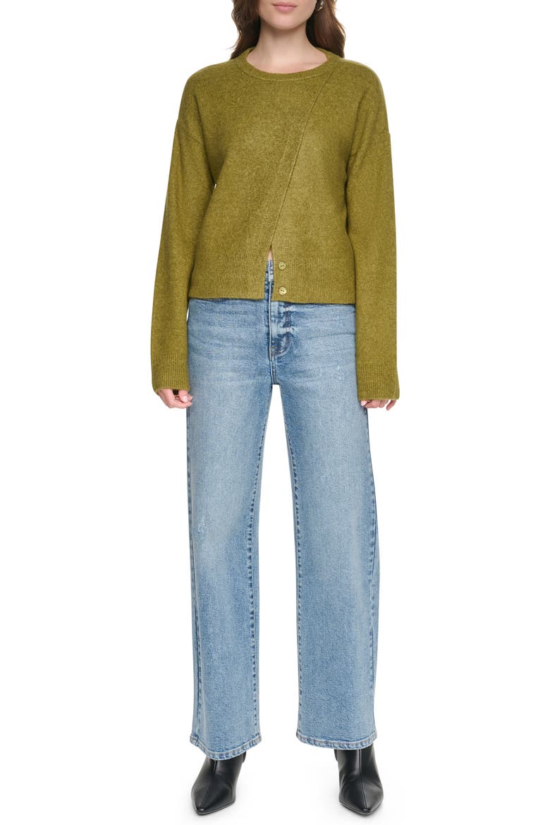 Asymmetric Crewneck Sweater, Alternate, color, CROCODILE