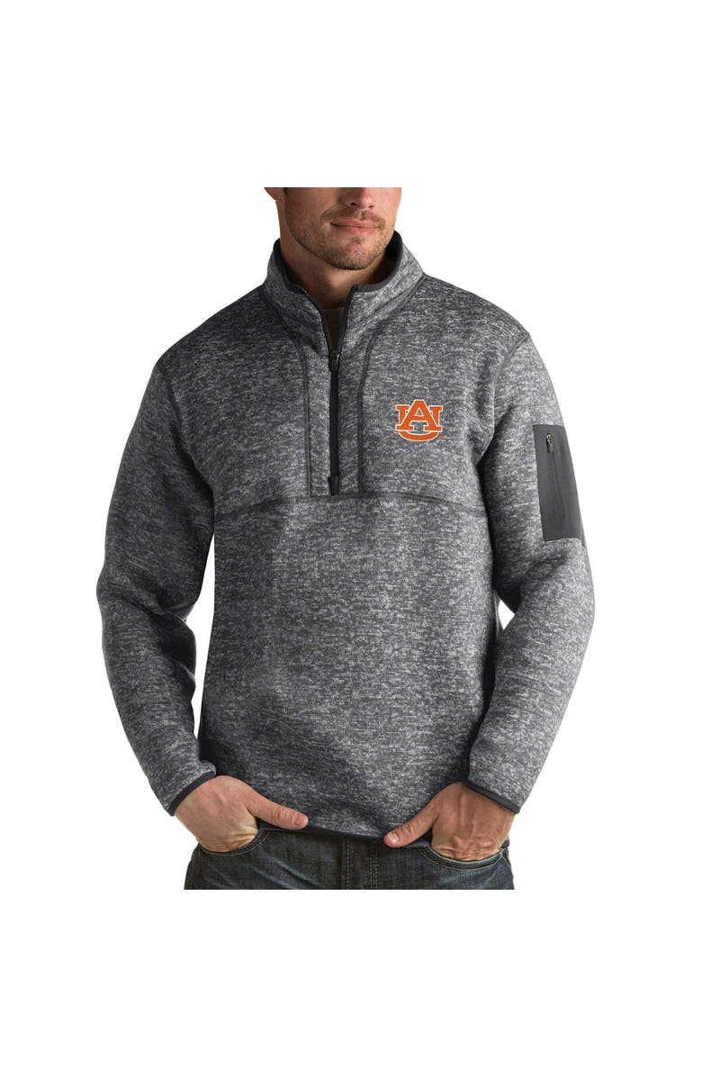 ANTIGUA Men's Antigua Charcoal Auburn Tigers Fortune Half-Zip Sweatshirt, Main, color, 