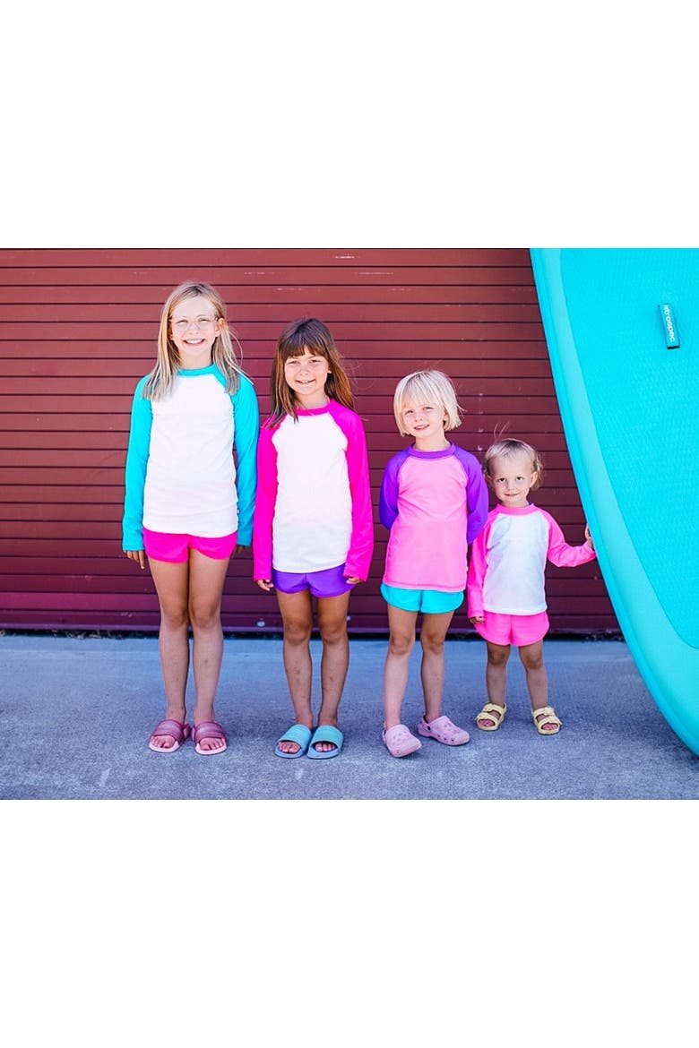 Baby Girls UPF 50+ Long Sleeve Rashguard, Alternate, color, Medium Pink/Purple