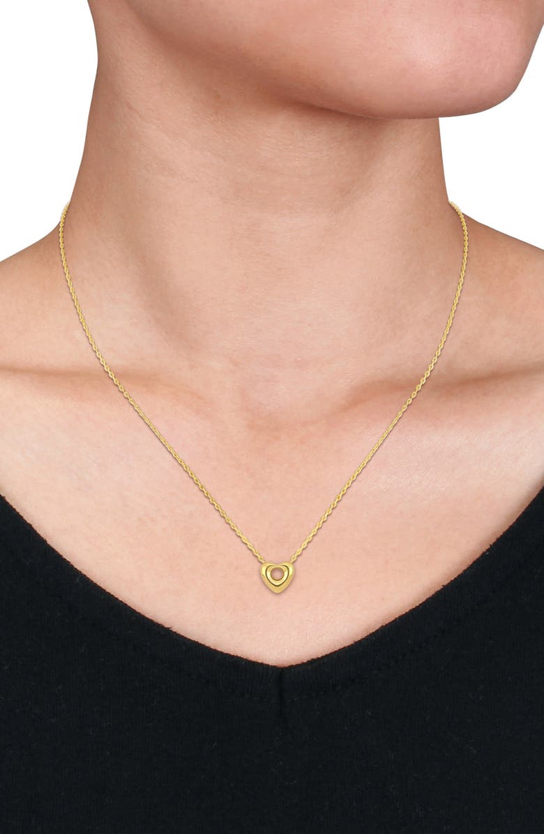 DELMAR 10K Yellow Gold Puffy Open Heart Pendant Necklace, Alternate, color,