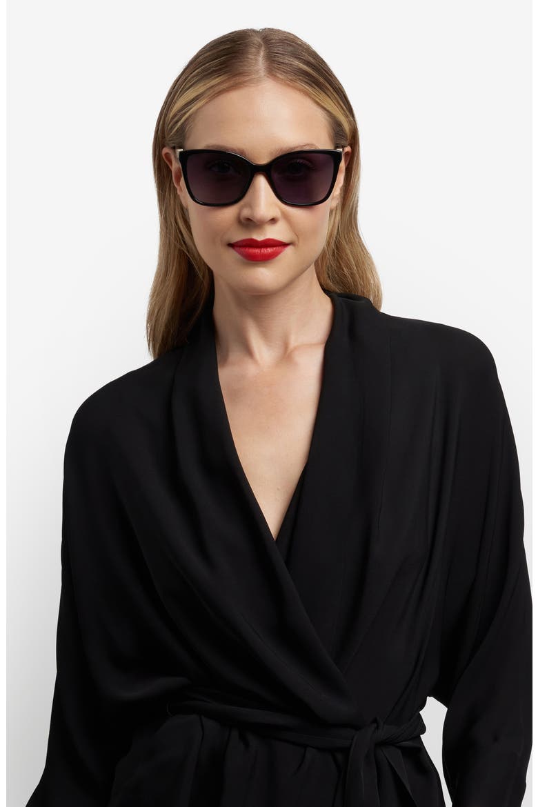 Her 56mm Gradient Rectangular Sunglasses, Alternate, color, BLACK/ DARK GREY SF