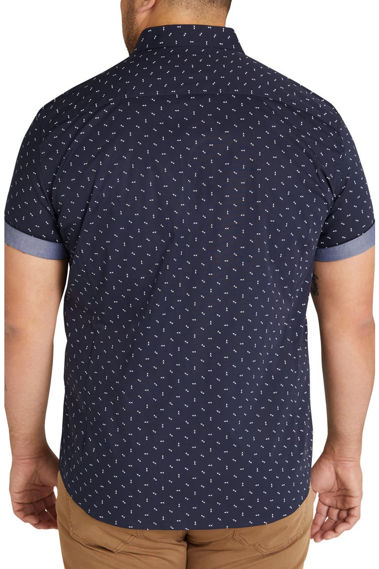 Benson Arrow Print Stretch Short Sleeve Button-Down Shirt, Alternate, color, NAVY