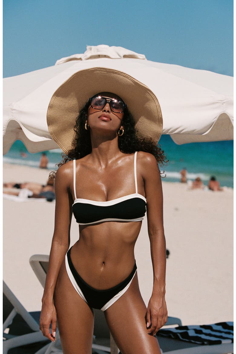 Madison Rib Bikini Top, Alternate, color, BLACK/ CREAM