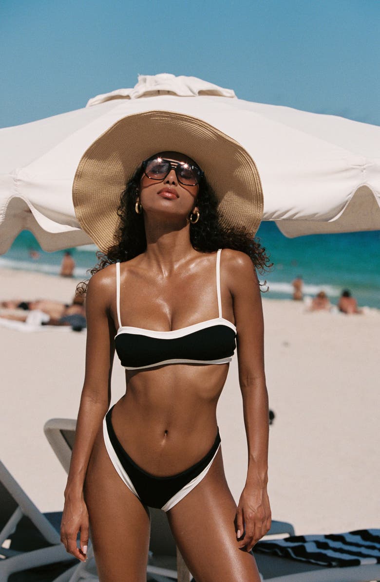 LSPACE Madison Rib Bikini Top, Alternate, color, Black/ Cream