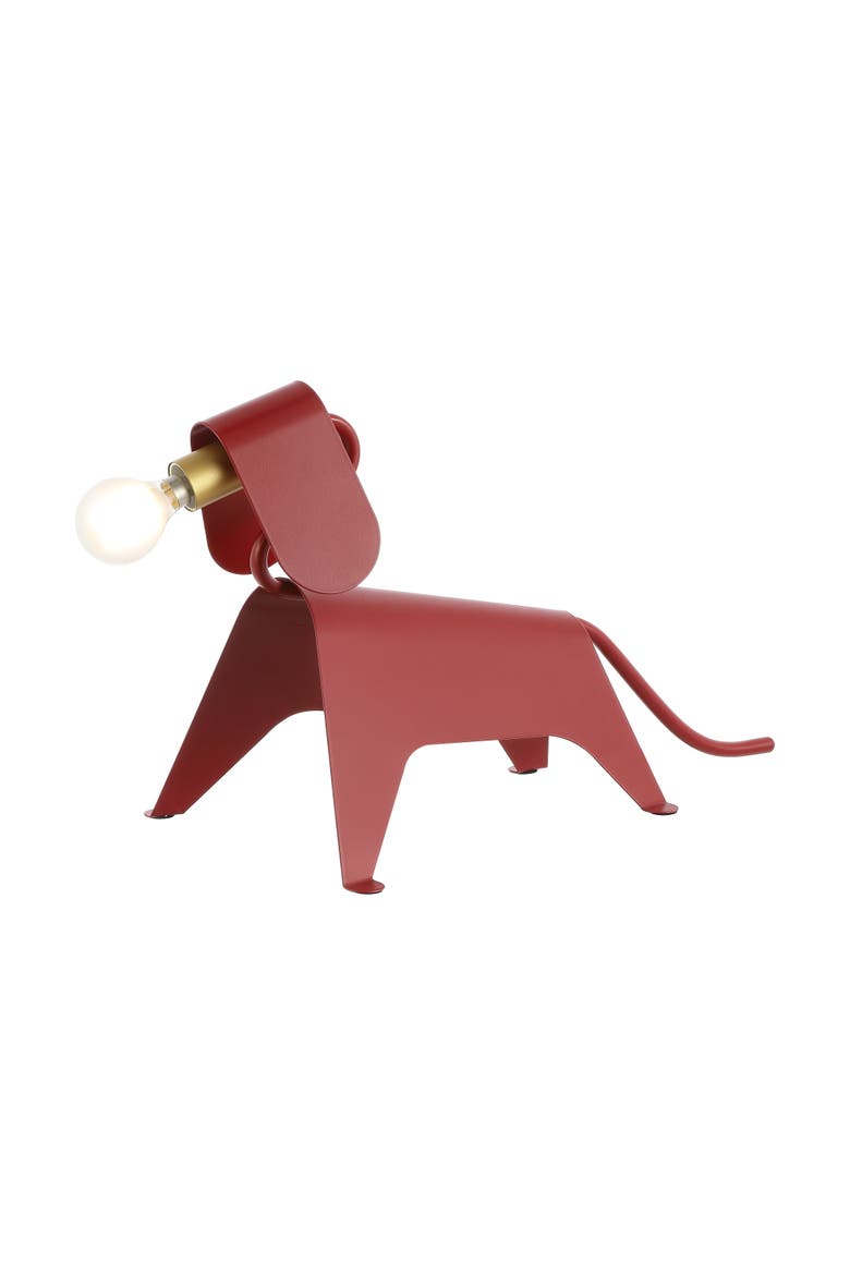 Rover Modern Industrial Iron Canine LED Kids' Lamp, Main, color, Red