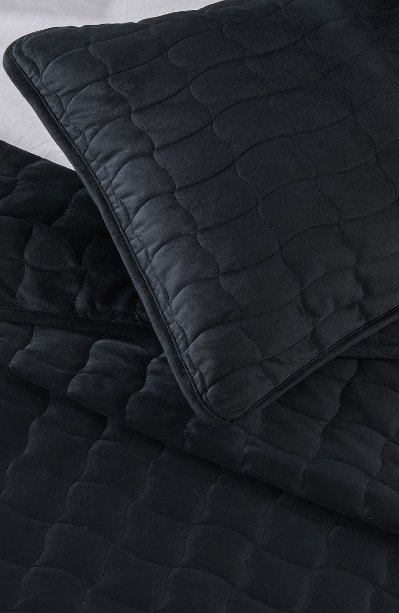 Woven & Weft Velvet Box Stitch Quilt Set, Alternate, color, Black
