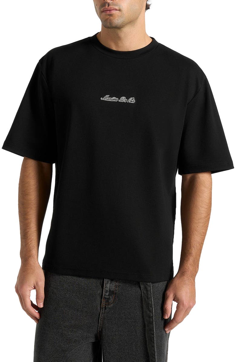Manière De Voir Unisex Signature Relaxed Fit Cotton T-Shirt, Alternate, color, Black