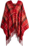 SAACHI Plaid Fringe Poncho