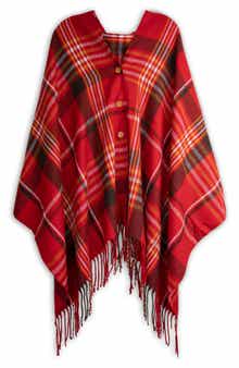 SAACHI Plaid Fringe Poncho