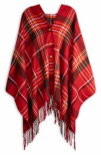 SAACHI Plaid Fringe Poncho