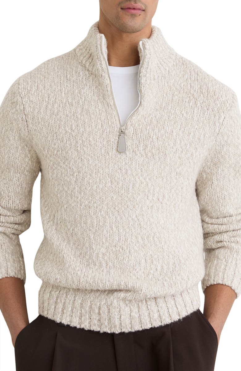 Reiss Seb Marled Quarter Zip Sweater, Alternate, color, Grey Marl