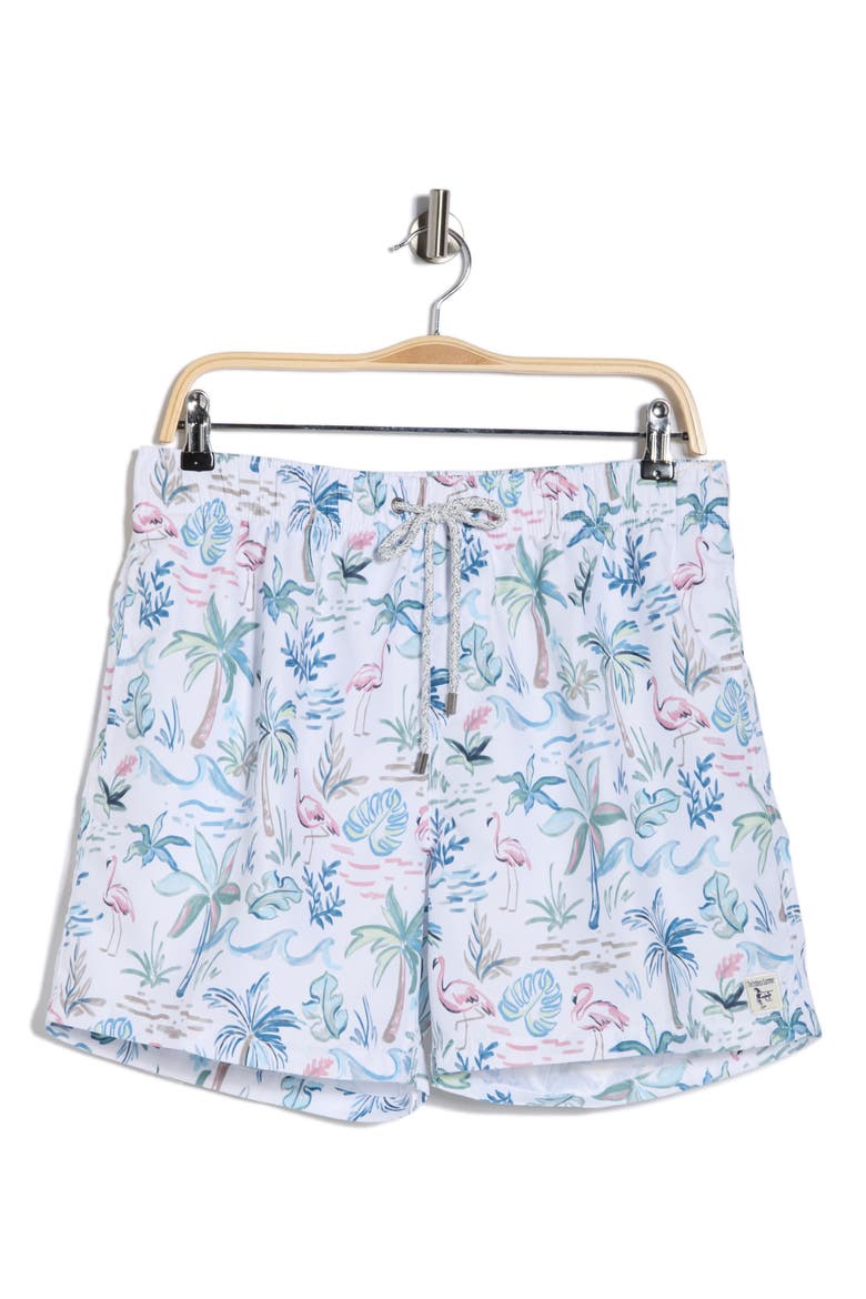 Endless Print Volley Swim Trunks, Alternate, color, WHITE