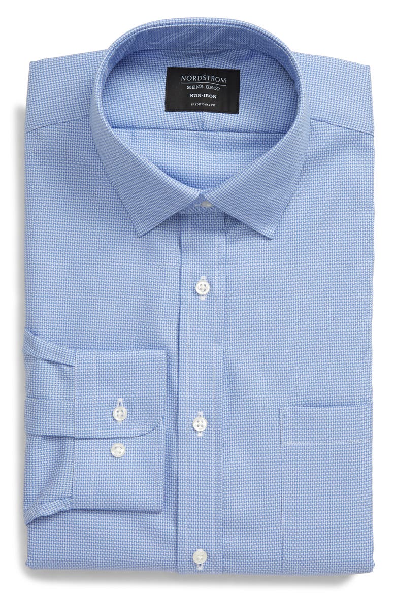 Traditional Fit Non-Iron Basket Weave Dress Shirt, Alternate, color, BLUE FRENCH