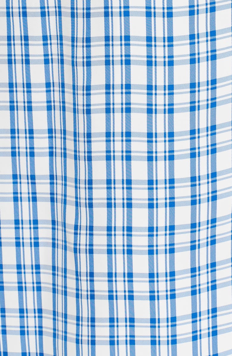 Lewit Ruched Check Midi Dress, Alternate, color, Blue Sodalite Kasie Check