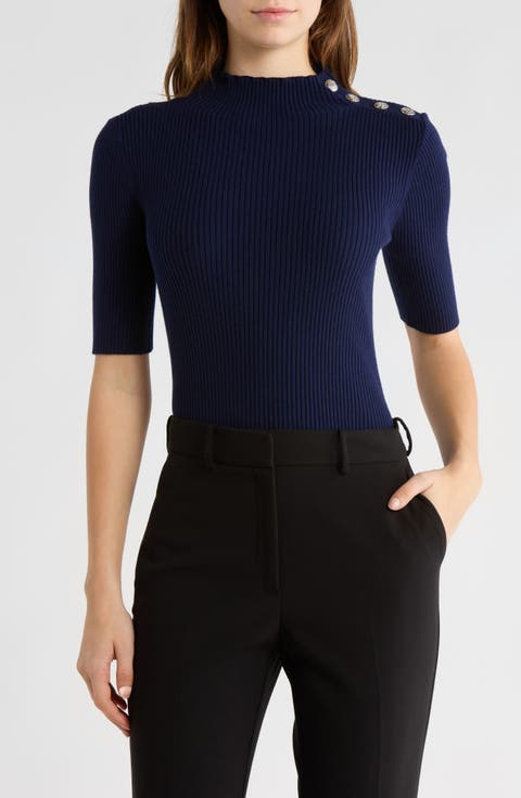 Claudia Mock Neck Short Sleeve Sweater