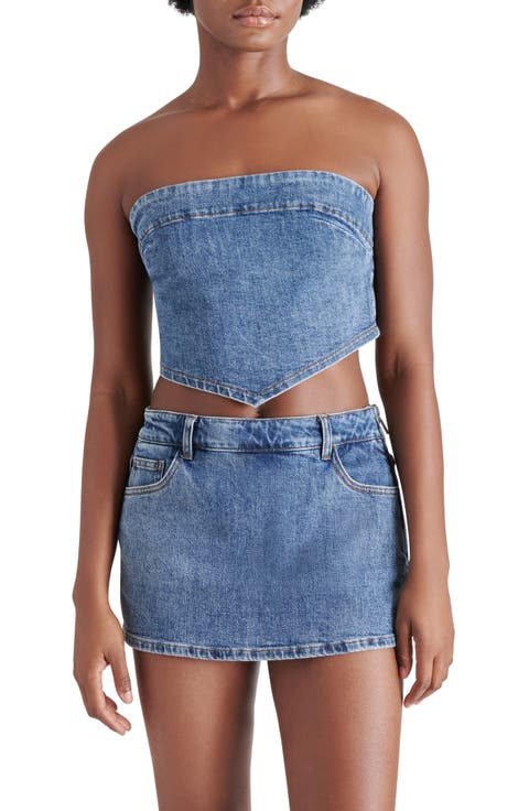 Suri Strapless Denim Crop Top