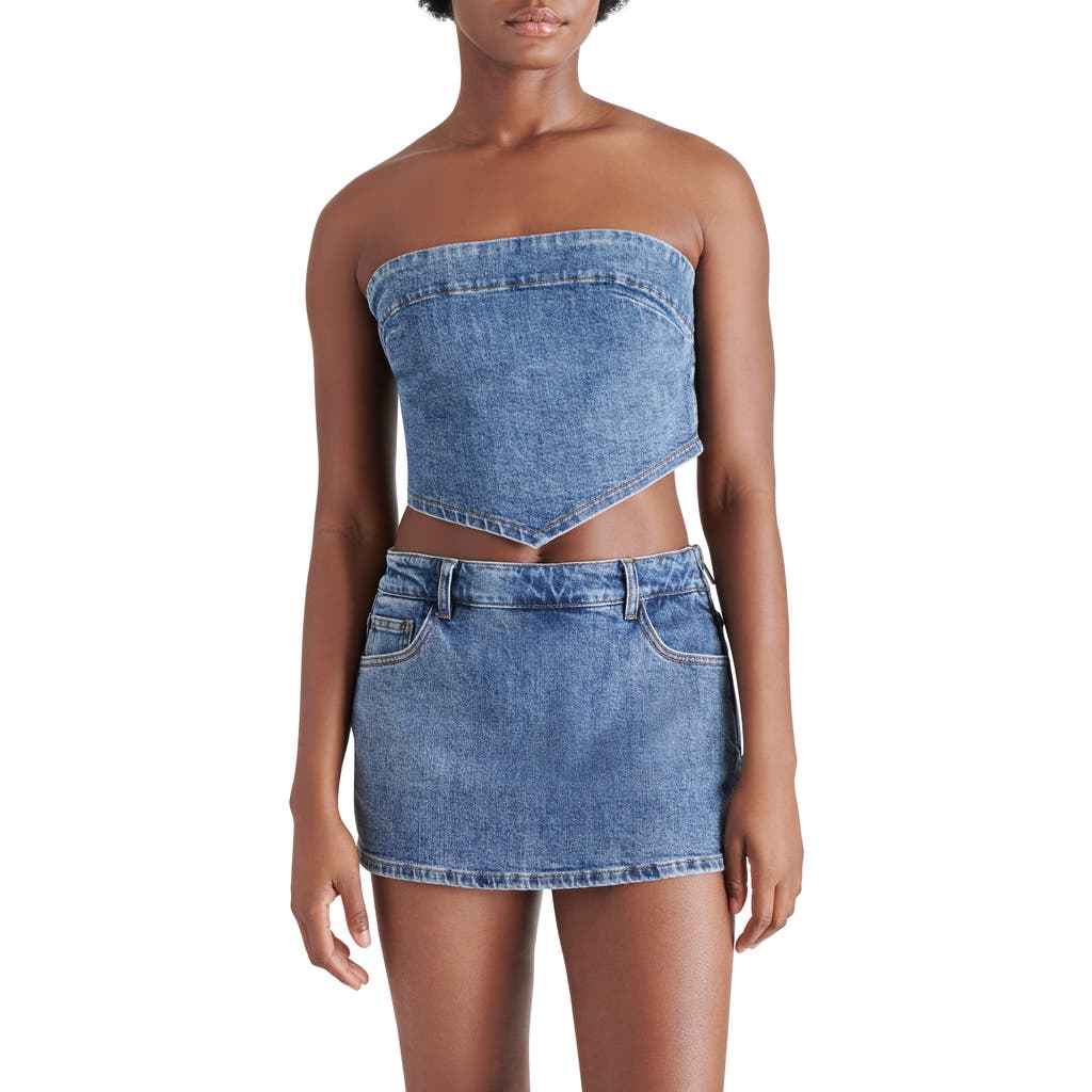 Steve Madden Suri Strapless Denim Crop Top