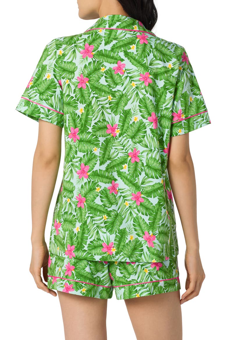 Print Stretch Organic Cotton Short Pajamas, Alternate, color, MONSTERA BLOOM