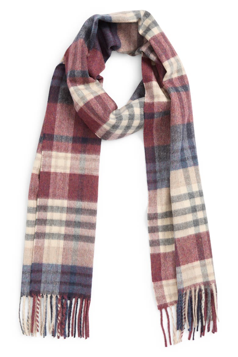 Oversize Check Cashmere Scarf, Alternate, color, DAMSON RU7633