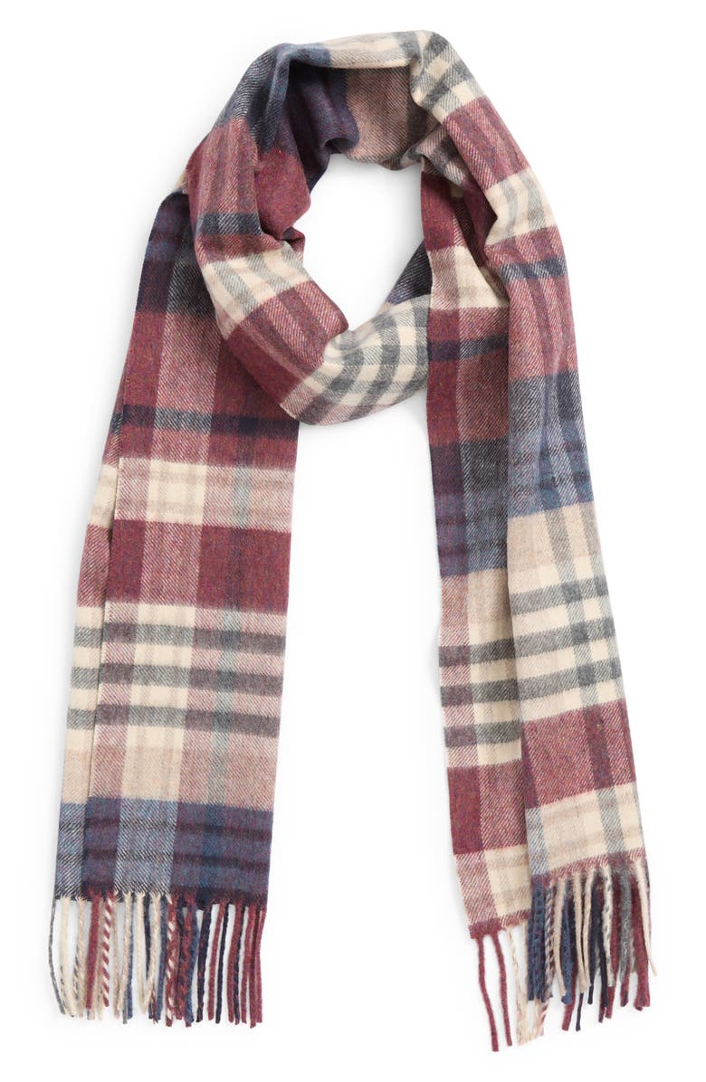 Johnstons of Elgin Oversize Check Cashmere Scarf, Alternate, color, Damson Ru7633