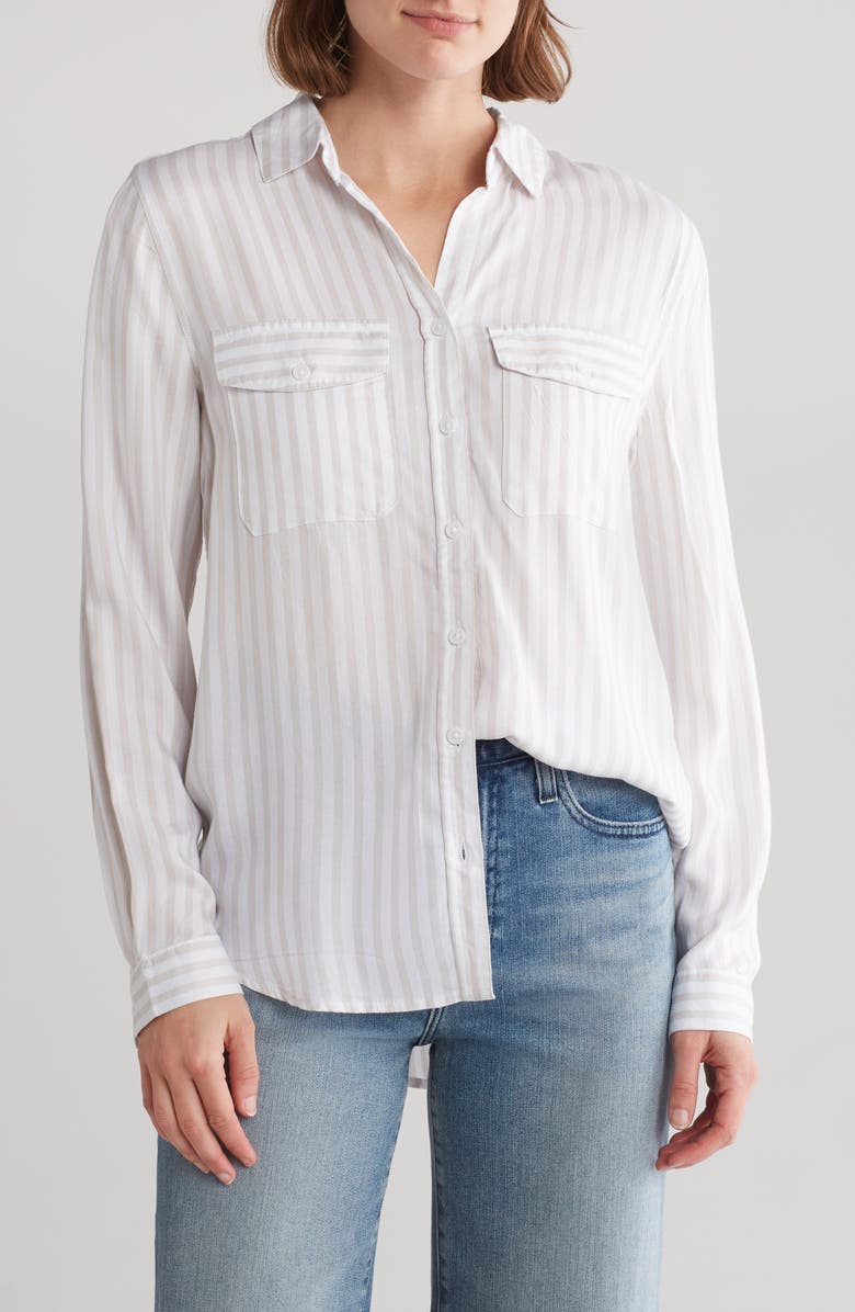 beachlunchlounge Finley Stripe Button-Up Shirt, Main, color, 