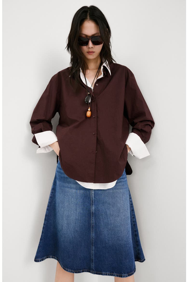 Denim Midi Skirt, Alternate, color, DARK BLUE