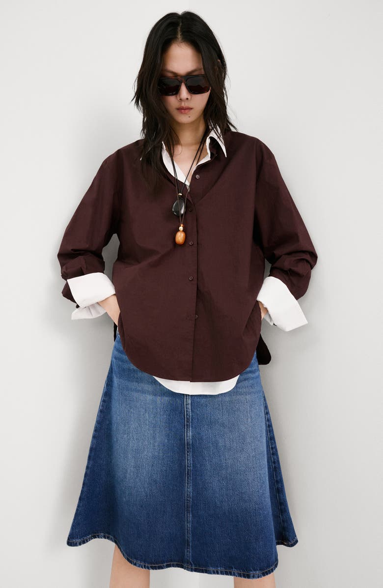 MANGO Denim Midi Skirt, Alternate, color, Dark Blue